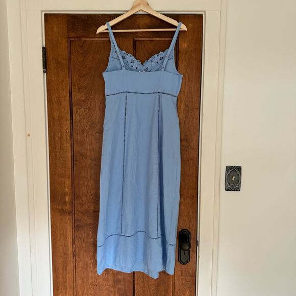 MADEWELL Sweetheart Powder Blue Linen Blend Midi Dress NWT Size 6 - Picture 6 of 10